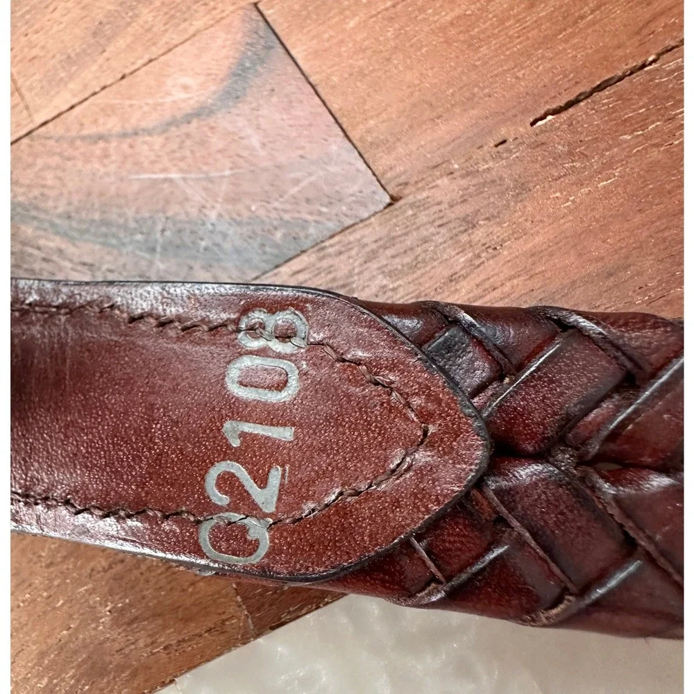 Brighton Braided‎ Leather SZ M 30 Belt Brown Silver Engraved Buckle Western Boho